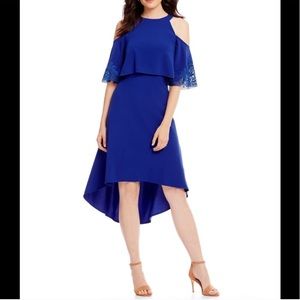 Antonio Melani Cold Shoulder Hi-Low Dress | NWT | Size 0 | Palace Blue